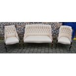 3 piece Edwardian button back suite