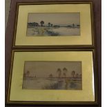 Pair of watercolours 'F G Fraser' circa