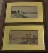 Pair of watercolours 'F G Fraser' circa