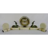 French Art Deco clock garniture