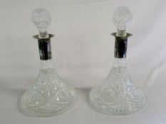 Pair of ships decanters with EPNS collar