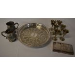 Silver plate including a tray, 6 goblets