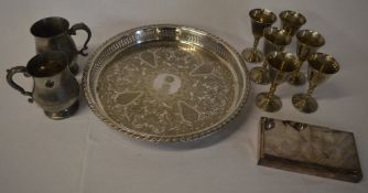 Silver plate including a tray, 6 goblets