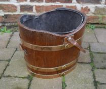 Coal bucket  with brass straps & liner