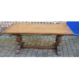 Oak Jacobean style refectory table, 6ft