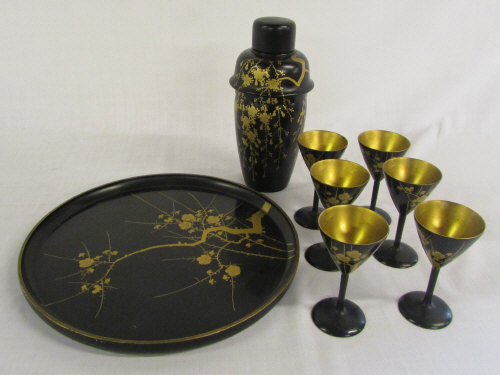 Japanese lacquered 1930's cocktail set