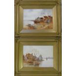 Pair of F Arnold watercolours in gilt fr