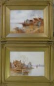 Pair of F Arnold watercolours in gilt fr