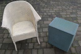 Lloyd loom chair and laundry basket