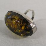Silver amber ring (marked 925)