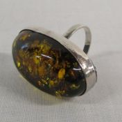 Silver amber ring (marked 925)