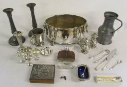 Various silver plate and pewter inc cand