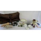 Various items inc large leather holdall,