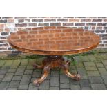 Victorian burr walnut veneered tilt top