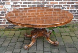 Victorian burr walnut veneered tilt top