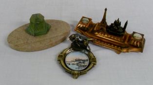 French Art Deco inkwell, one other & an