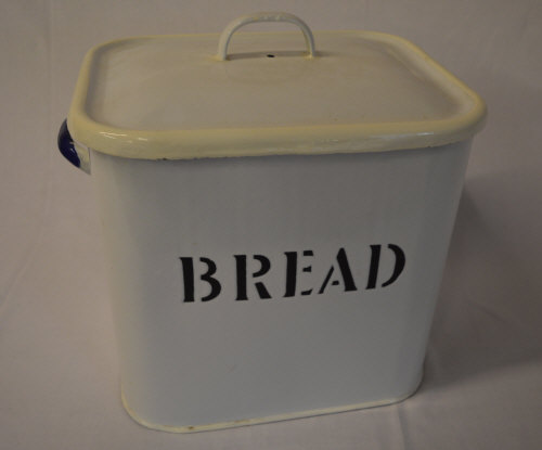 White enamel bread bin