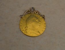 George III spade guinea (mounted) indist