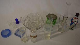 Various glassware including blue ashtray