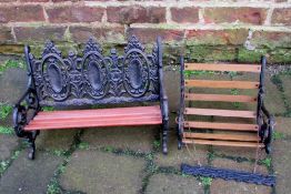 Cast iron and wood doll's bench and swin