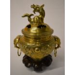 Bronze Oriental incense burner on stand
