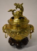 Bronze Oriental incense burner on stand