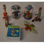 Clockwork / wind up tin plate toys inclu