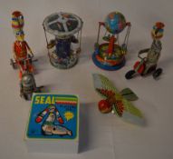 Clockwork / wind up tin plate toys inclu