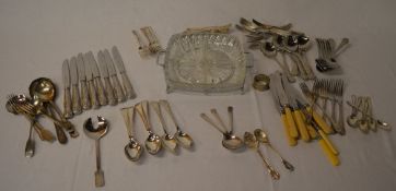 Silver plate cutlery, napkin ring etc