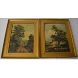 Pair of oil on canvas of landscape scene