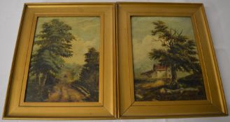 Pair of oil on canvas of landscape scene