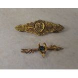 9ct gold mourning brooch (missing pin) &