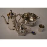 Assorted silver plate including a teapot