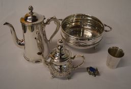 Assorted silver plate including a teapot