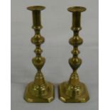 Pair of brass candlesticks H 28 cm