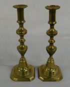 Pair of brass candlesticks H 28 cm