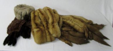 Assorted vintage fur stoles & hat