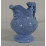 Staffordshire blue glazed mask jug H 20