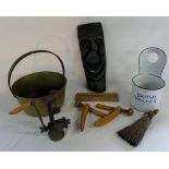 Various items inc jam pan, treen & mince