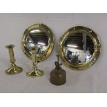 Assorted brass ware inc candlesticks & m