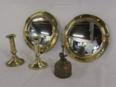 Assorted brass ware inc candlesticks & m