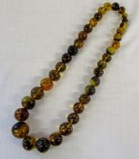 String of 37 natural form amber beads le