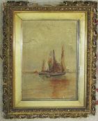 Oil on board with gilt frame signed 'Ern