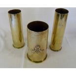 Near pair of trench art shell cases & a