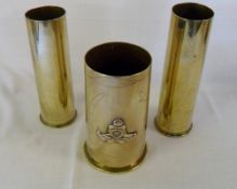 Near pair of trench art shell cases & a