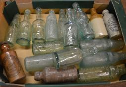 Various old bottles including codd bottl