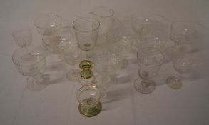 Glassware including sherry glasses and a