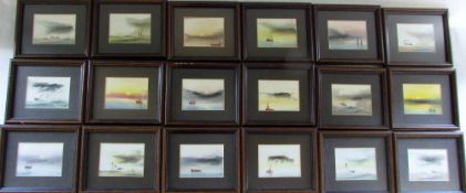 Collection of 18 miniature seascape wate