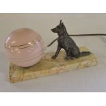 French Art Deco Alsatian dog lamp