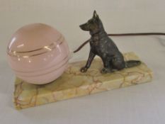 French Art Deco Alsatian dog lamp